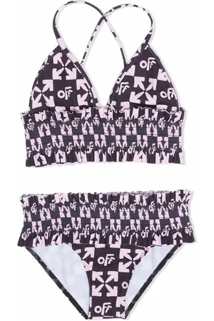 OFF-WHITE Monogram shirred bikini