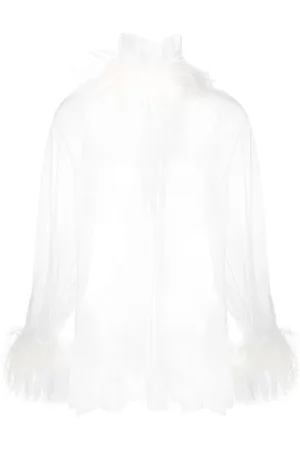 Styland Feather trim blouse