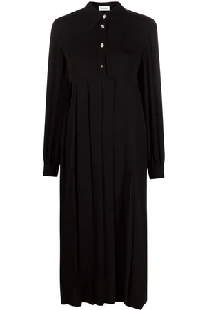 Salvatore Ferragamo Pleated-skirt silk shirt dress