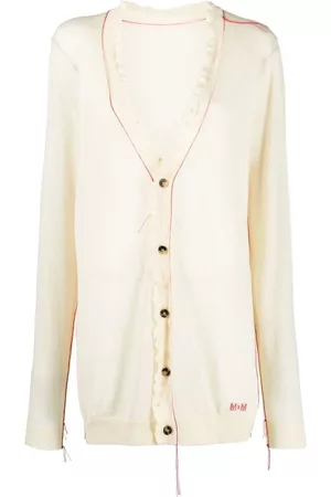 Maison Margiela Contrast-stitch logo-embroidered cardigan
