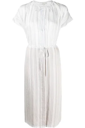 Vince Drapey stripe shirred dress
