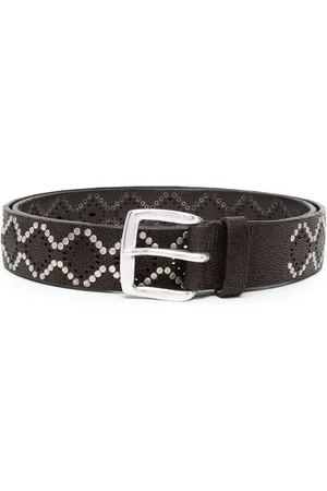 Orciani Studded grained-leather belt
