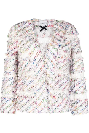 Edward Achour Paris Striped collarless tweed jacket
