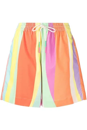 MIRA MIKATI Stripe-print drawstring-waist short shorts