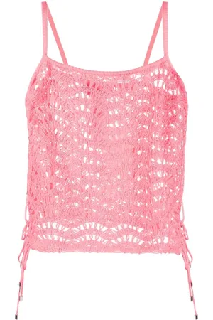 BLUMARINE Crochet fringed cropped top