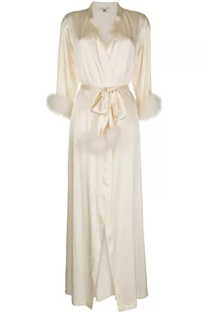 Gilda & Pearl Celeste feather-trim silk robe