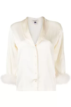 Gilda & Pearl Feather-trim silk pyjama set