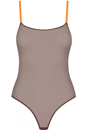 MAISON CLOSE Contrast-strap mesh bodysuit