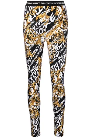 VERSACE Logo-print baroque-pattern leggings