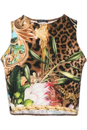 Philipp Plein Baroque-flower crop top