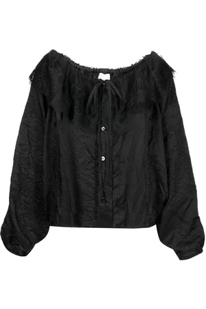 Patou Lace-collar long-sleeve blouse