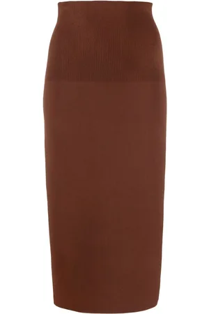 Victoria Beckham Ribbed-detail high-waisted skirt