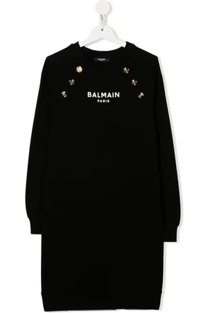 Balmain TEEN logo-print long-sleeve sweatshirt dress