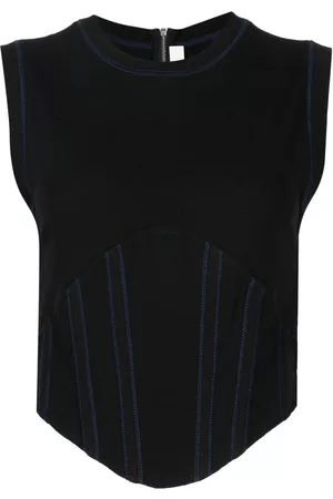 DION LEE Fine-ribbed corset tank top