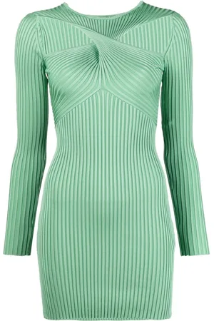 Self-Portrait Twist-detail knitted mini dress