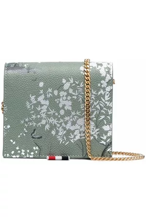 Thom Browne Women Wallets - Toile-print wallet on chain