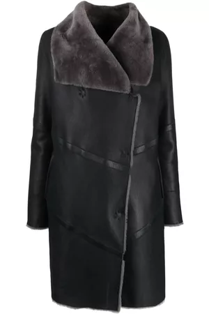 LISKA Off-centre fastening fur coat