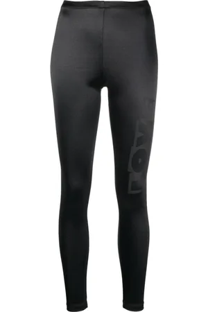 Moschino Satin-finish logo print leggings