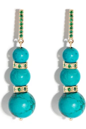 Mateo 14kt yellow turquoise and emerald drop earrings