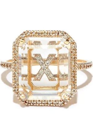Mateo 14kt yellow X Initial diamond ring