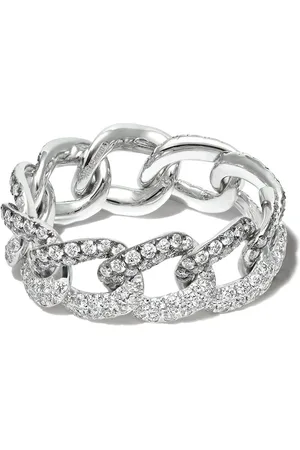 Shay 18kt white gold diamond link ring