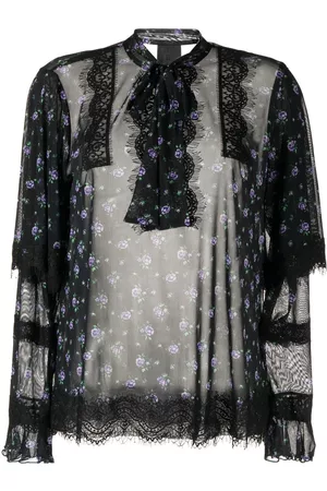 Anna Sui Lace-detail floral-print blouse
