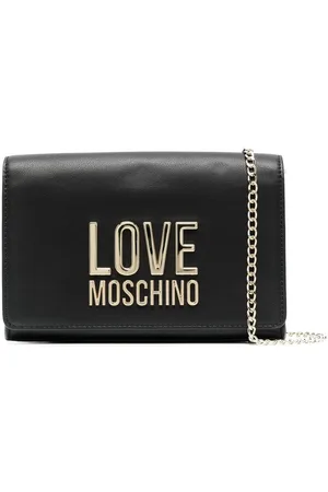 Moschino Logo-lettering faux-leather clutch bag