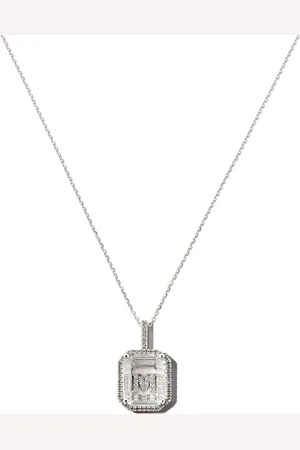 Mateo 14kt white gold M Initial diamond frame pendant necklace