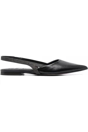 Brunello Cucinelli Monili-chain leather ballerina shoes