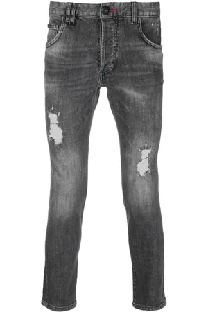 Philipp Plein Distressed straight-leg denim trousers