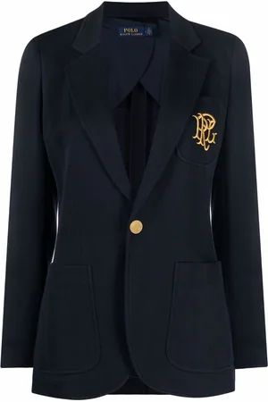 Ralph Lauren Embroidered-monogram double-knit blazer