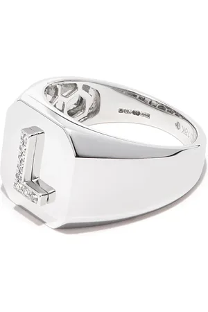 Shay 18kt white gold Champion initial ring
