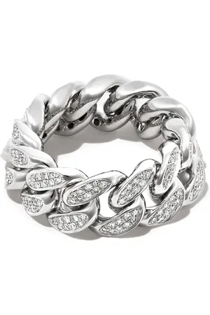 Shay 18kt white gold diamond flat-link ring