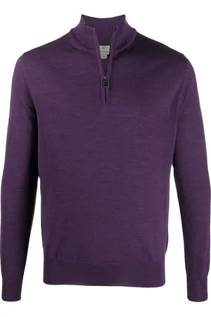 CANALI Zipped funnel-neck pullover