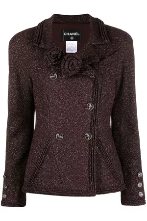 CHANEL 2008 metallic-knit double-breasted jacket