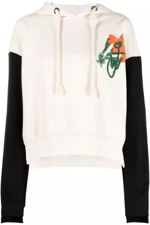 J.W.Anderson Floral-embroidered contrast-sleeve hoodie