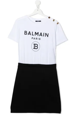 Balmain TEEN logo print cotton dress