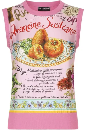 Dolce & Gabbana Food-print panelled silk top