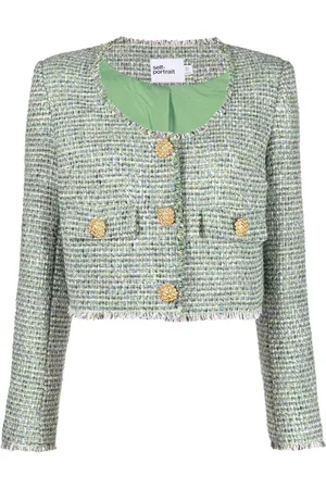 Self-Portrait Tweed scoop-neck jacket