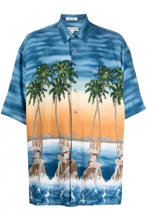Pierre Cardin 1990s palm tree-print shirt