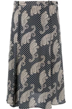 Pierre Cardin 1980s printed flared knee-length skirt