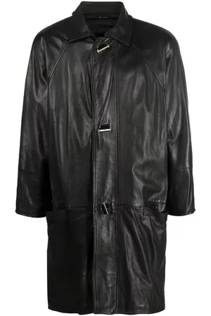 VERSACE 1980s single-breasted leather coat