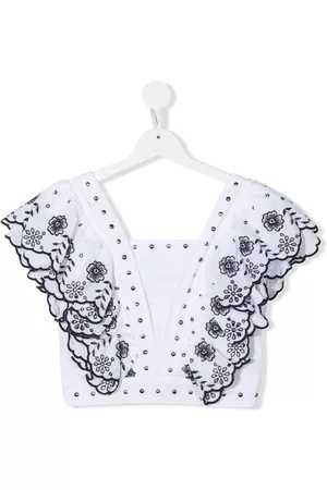 MONNALISA TEEN floral ruffle cropped blouse
