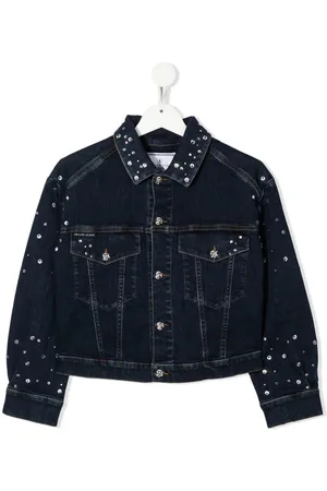 Philipp Plein Crystal-embellished four-pocket denim jacket