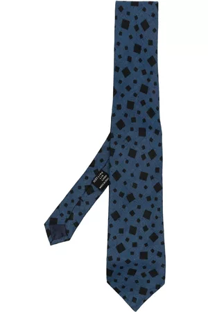 VERSACE 1970s square-print linen tie