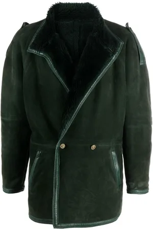 VERSACE 1980s double-breasted shearling coat
