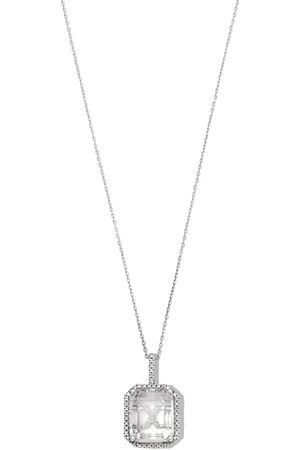 Mateo 14kt white gold Initial X pave diamond quartz pendant necklace