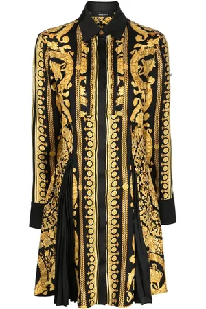 VERSACE Barocco silk midi shirt dress