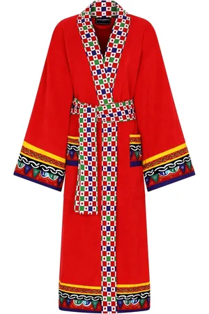 Dolce & Gabbana Carretto Siciliano printed trim bathrobe