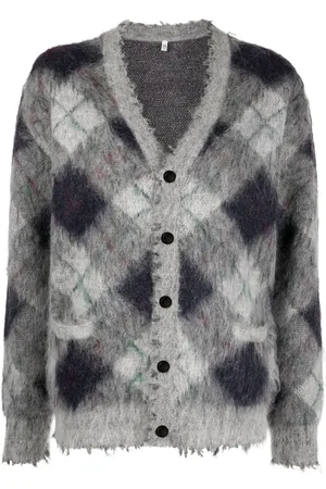 R13 Argyle-knit mohair wool-blend cardigan